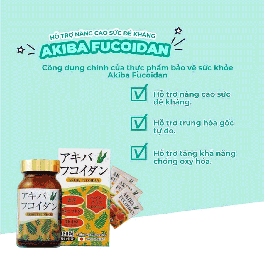 Thực phẩm bảo vệ sức khỏe Akiba Fucoidan hỗ trợ nâng cao sức đề kháng 180 viên