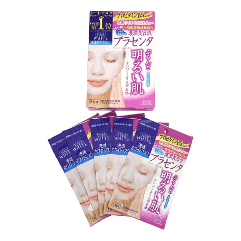 MẶT NẠ KOSE DƯỠNG TRẮNG DA TINH CHẤT TRANEXAMIC ACID CLEAR TURN HỘP 5 MIẾNG