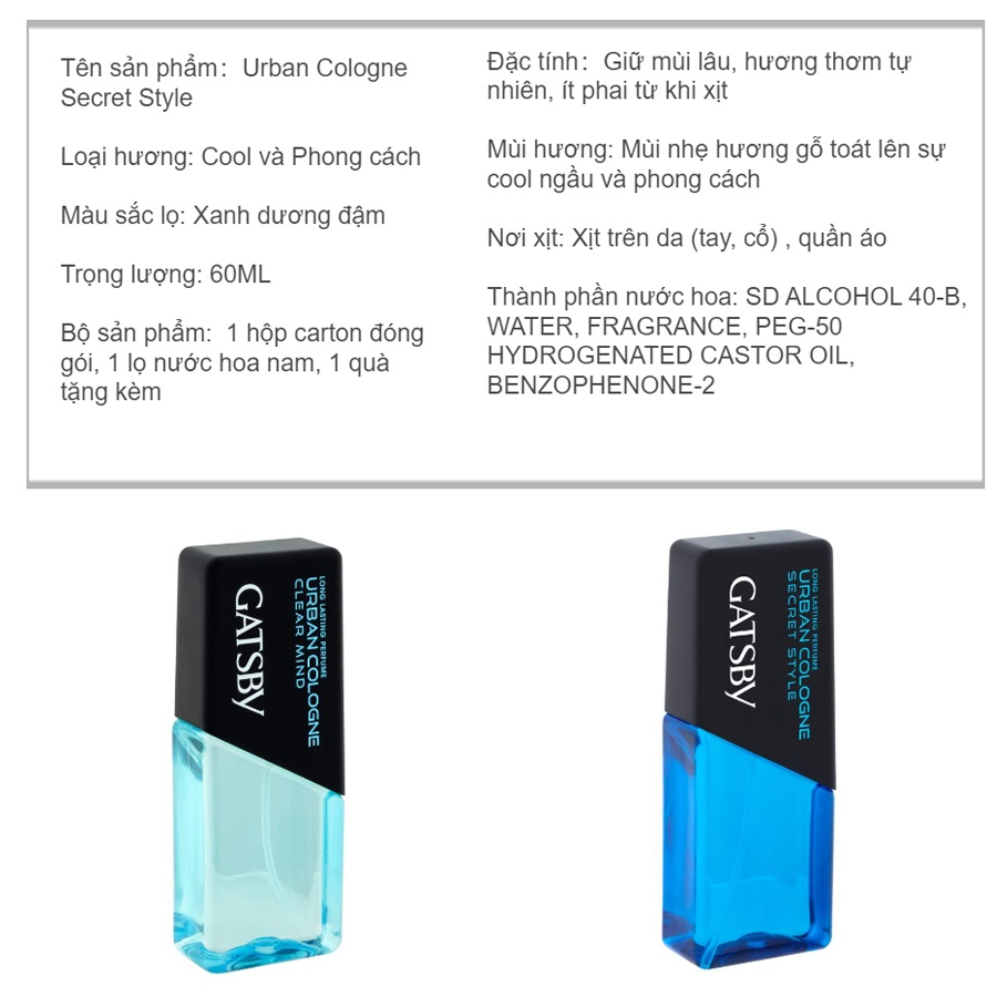 Nước Hoa Nam Secret Style Gatsby 60Ml