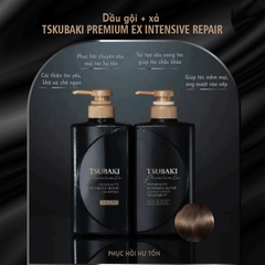 Bộ Đôi Gội Xả Phục Hồi Hư Tổn Nặng & Giảm Gãy Rụng - Công Nghệ Ion Tsubaki Premium EX Intensive Repair 490ml