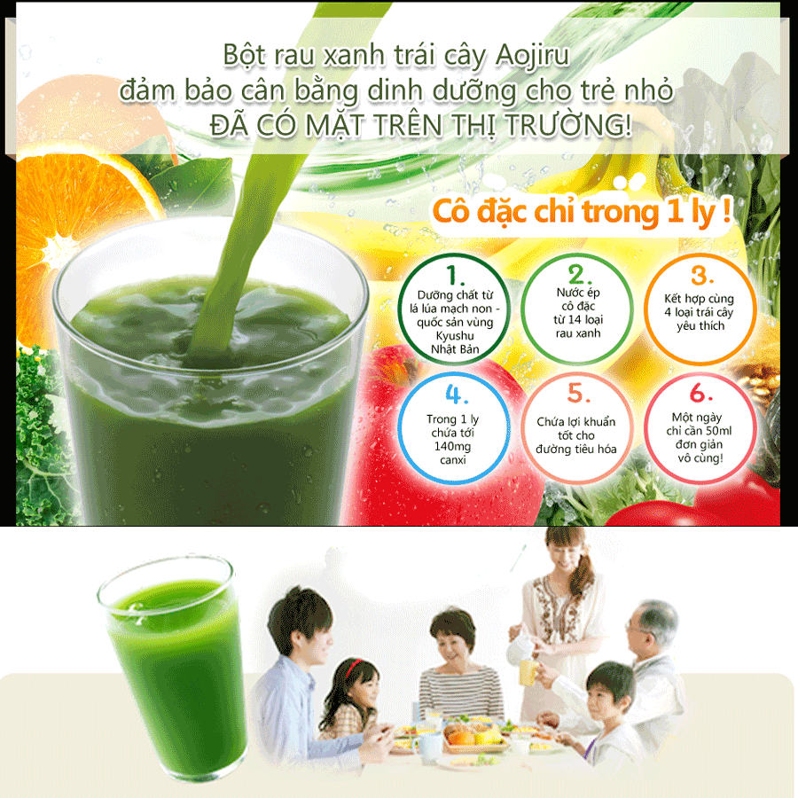 Bột Trái Cây Tổng Hợp Aojiru Enzyme Dx - Hộp 24 Gói