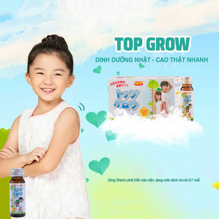 Siro Top Grow Jpanwell hỗ trợ tăng chiều cao, sức đề kháng cho trẻ em (10 chai x 30ml)