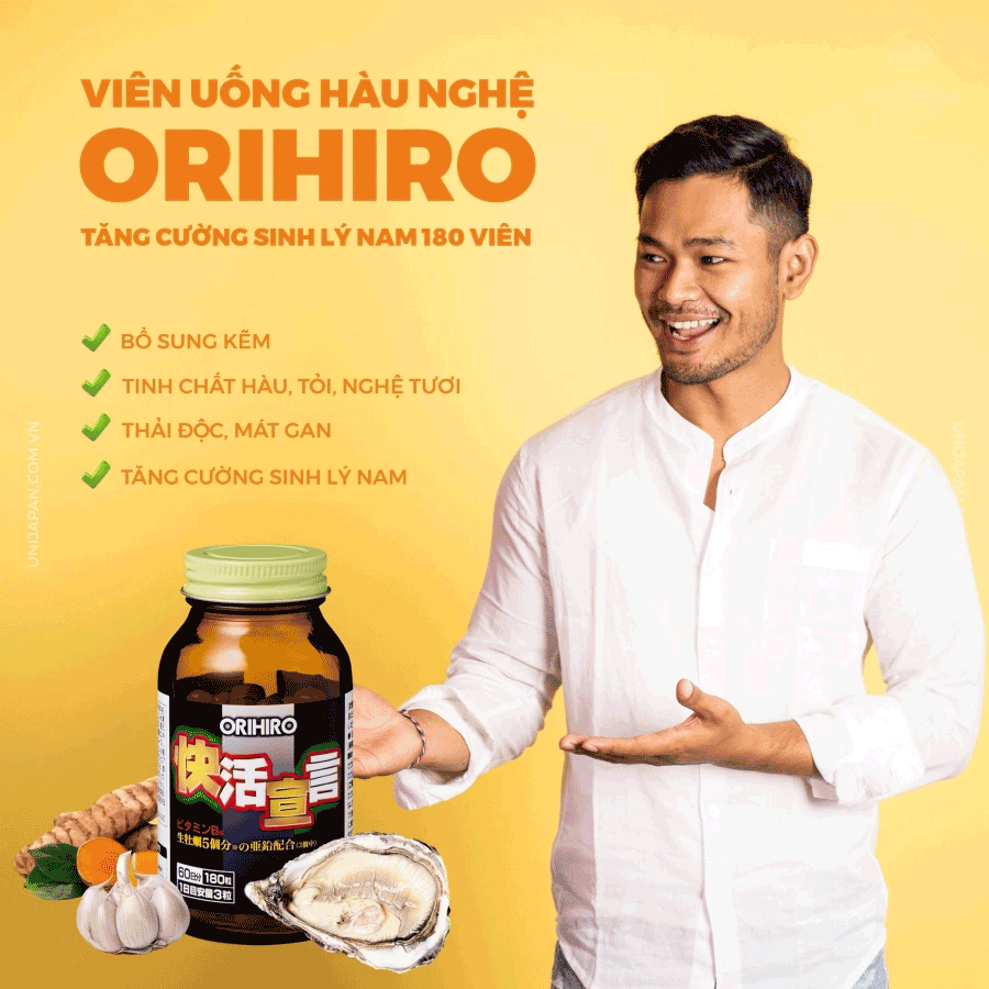 Thực phẩm chức năng tinh chất hàu tươi, tỏi, nghệ Orihiro Nhật Bản (180 viên)