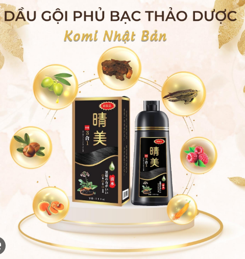 Dầu Gội Komi Phủ Bạc Nhật Bản 500ml - Màu đen, Màu nâu đen