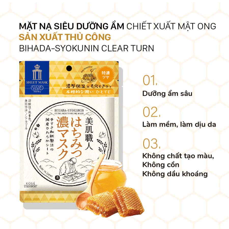 Mặt Nạ Siêu Cấp Ẩm Kosé-Clear Turn Bihada 7 Miếng