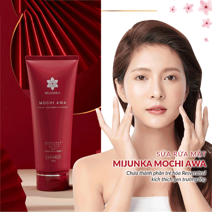 Sữa rửa mặt sạch sâu ẩm mịn Mijunka Mochi Awa 200g