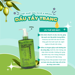 Dầu tẩy trang Chiết Xuất Olive & Argan Deve Nhật Bản 500ml