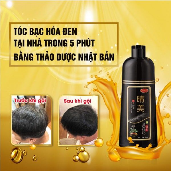 Dầu Gội Komi Phủ Bạc Nhật Bản 500ml - Màu đen, Màu nâu đen