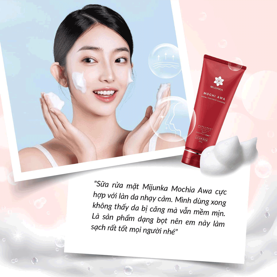 Sữa rửa mặt sạch sâu ẩm mịn Mijunka Mochi Awa 200g