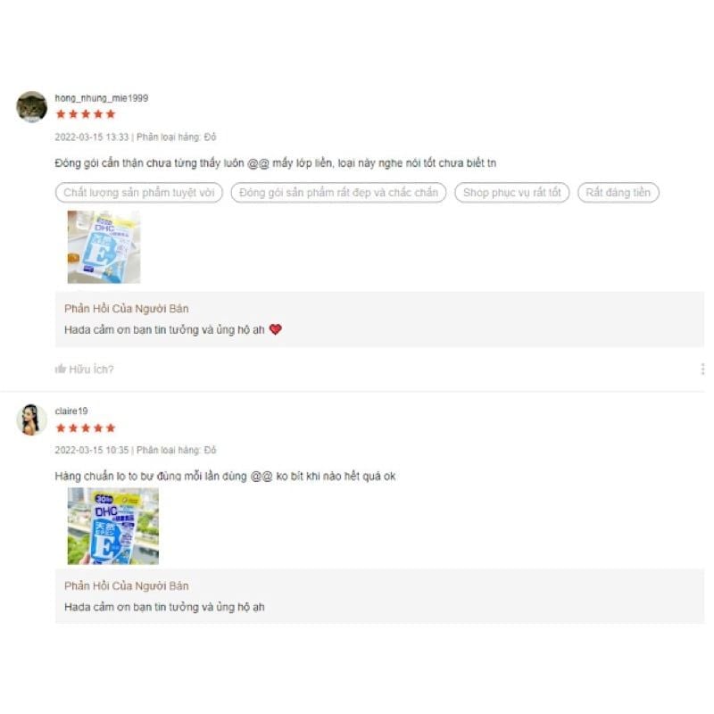 [ Viên uống Vitamin E DHC ] Ngừa Lão Hoá, Da Mịn.