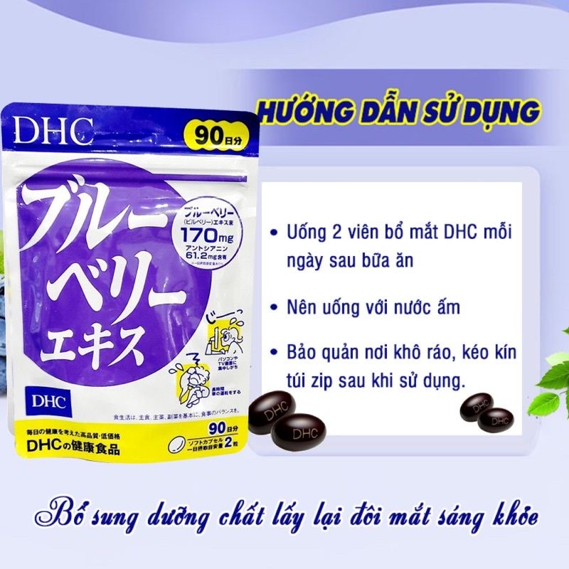 Viên Uống Bổ Mắt Việt Quất DHC Blueberry Extract Cải Thiện Thị Lực 30 Ngày (60 Viên)