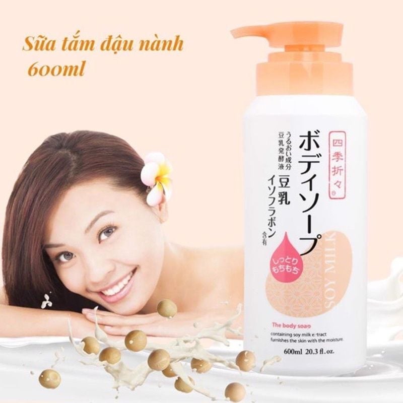 Sữa Tắm Sữa Đậu Nành SOY MILK Dưỡng Ẩm, Trắng Da 600 ml