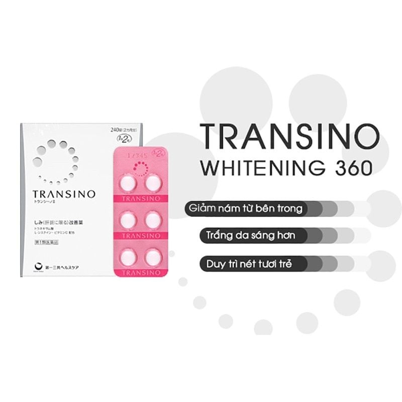 Viên Uống Transino Mờ Nám, Trắng Da, Sáng Da, Chống Tàn Nhang, Sạm Da Nhật Bản 240 viên