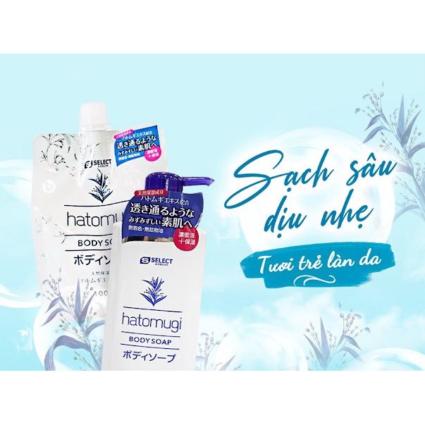Sữa Tắm Dưỡng Ẩm Trắng Da Hatomugi Bady Soap S Select (Gói Refill) 1000ML - Nhật Bản Chiết Xuất Ý Dĩ Dịu Nhẹ Cho Da.
