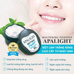 Bột trắng răng Apalight Japan phục hồi men răng, sạch mảng bám, giảm ố vàng, giảm hôi miệng 26g
