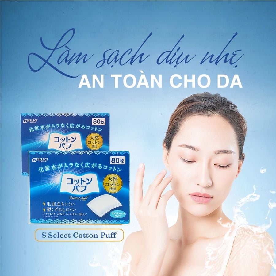 [BÔNG TẨY TRANG] S SELECT NHẬT BẢN 80 miếng (DẠNG SIDE-SEALED)
