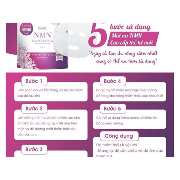 Mặt Nạ Dưỡng Da Chống Lão Hóa NMN Daily Facial Mask Nhật Bản - 30 Miếng