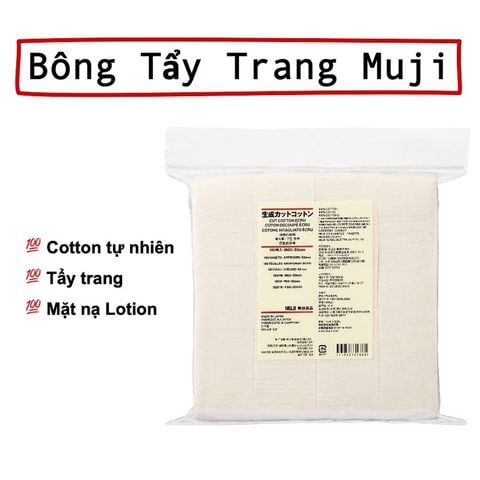 Bông tẩy trang hữu cơ Muji Nhật Bản 180 miếng
