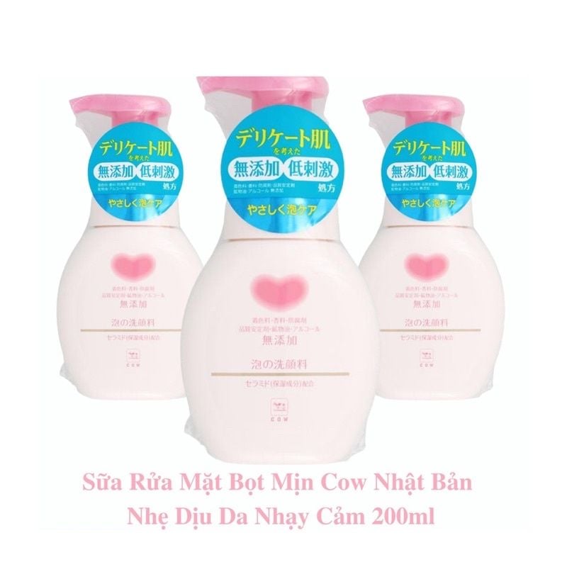 Sữa Rửa Mặt Bọt Mịn Cow Nhật Bản Nhẹ Dịu Da Nhạy Cảm - Chai 200ml