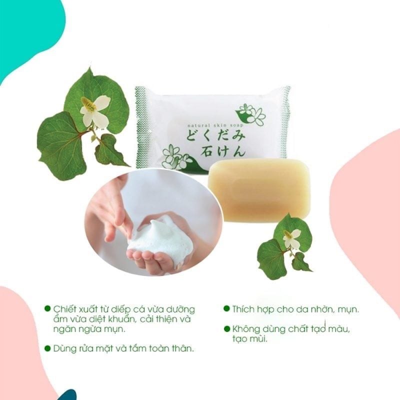 Xà Phòng Dokudami Cho Mặt & Toàn Thân Chiết Xuất Diếp Cá Natural Skin Soap 130g