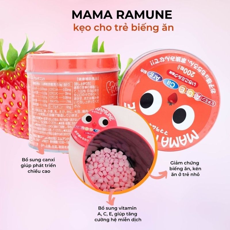 Kẹo Biếng Ăn Cho Trẻ Mama Ramune Nhật Giúp Bé Ăn Ngon 200 Viên