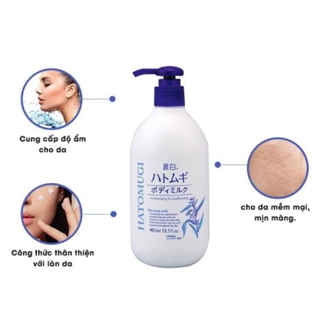 Sữa Dưỡng Thể Ban Đêm Dưỡng Sáng Da HATOMUGI 400 Ml