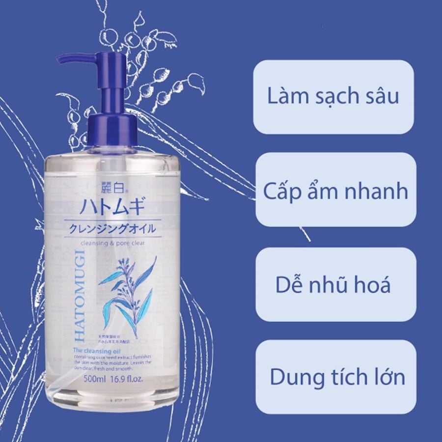 Nước Tẩy Trang Hatomugi Cleansing & Pore Clear Nhật Bản Làm Sạch Lớp Trang Điểm, Bụi Bẩn 500ML