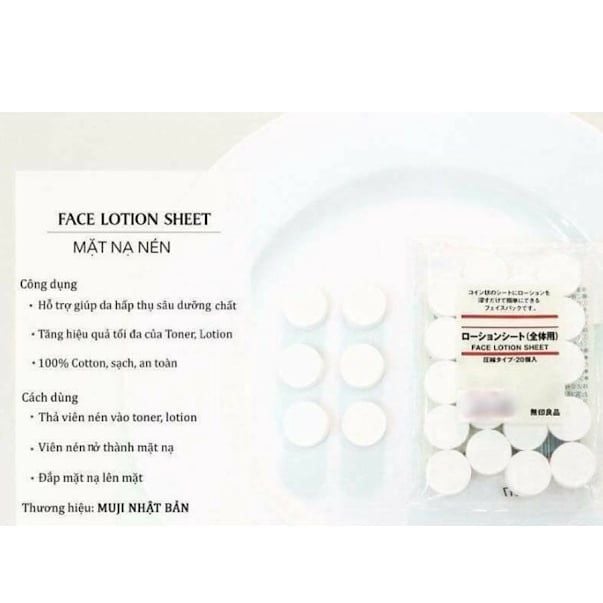 Mặt Nạ Nén -  Lotion Mask Muji Nhật Bản 20 Viên