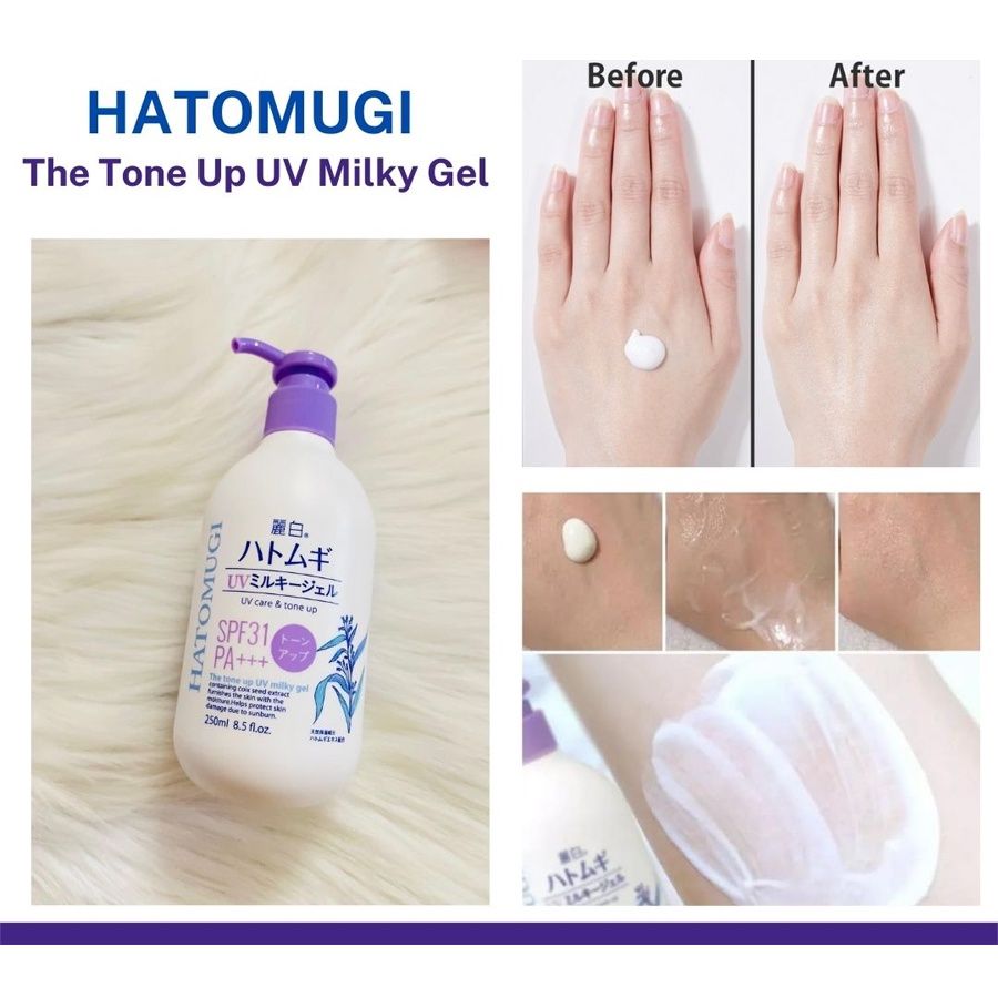 Sữa Dưỡng Thể Chống Nắng Dưỡng Da Nâng Tone Và Dưỡng Ẩm Da Hatomugi SPF31 PA +++ 250ml