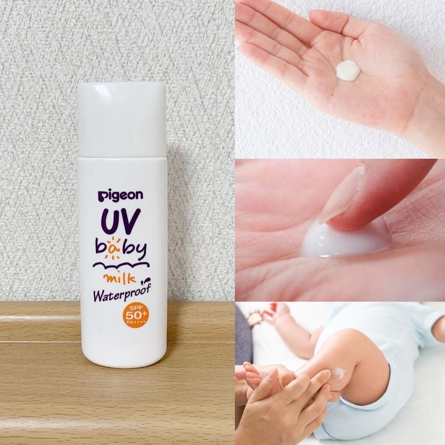 Kem Chống Nắng Cho Bé Pigeon Waterproof SPF50+ Nhật Bản Dạng Sữa Dịu nhẹ Chống Thấm Nước Cho Bé cho bé 0m+ 20g