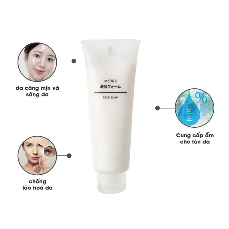 Sữa Rữa Mặt Tạo Bọt MUJI FACE SOAP, Dịu Nhẹ 120Gr