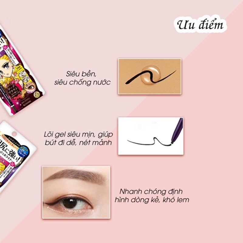 Bút Kẻ Mắt Nước Eyeliner Kiss Me Nhật Bản Không Trôi, Không Lem, Chống Nước, Đầu Cọ Mảnh 0,1 mm, Đường Kẻ Sắc Nét