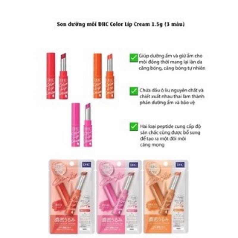 Son dưỡng môi DHC Có Màu Ngừa Thâm Môi, Nứt Nẻ 1,5gr