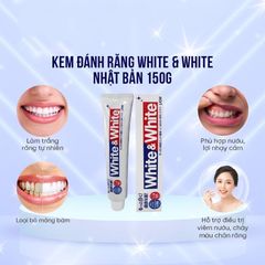 Kem Đánh Răng White & White Lion Nhật Bản, Giúp Làm Trắng Trăng, Hơi Thở Thơm Mát, Chắc Khoẻ, Ngừa Sâu Răng 150G