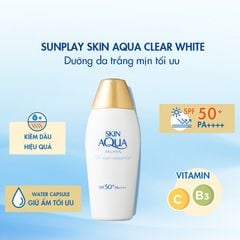 Kem chống nắng Sunplay Skin Aqua Clear White Nắp vàng_Dưỡng Da Trắng Mịn, Kiềm Dầu, Giữ Ẩm, Lâu Trôi SPF50+, PA++++