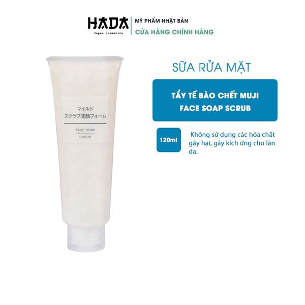 Sữa Rửa Mặt Tẩy tế Bào Chết Muji Face Soap Scurb Nhật Bản Lấy Tế Bào Chết, Cân Bằng Độ PH, Ngừa Mụn & Làm Mịn Da 120g