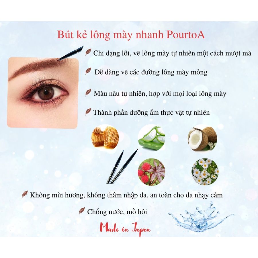 Chì Kẻ Lông Mày Pourto A Chống Mồ Hôi Và Nước Không cầnn Gọt Đầu Quick Eyebrow Nhật Bản
