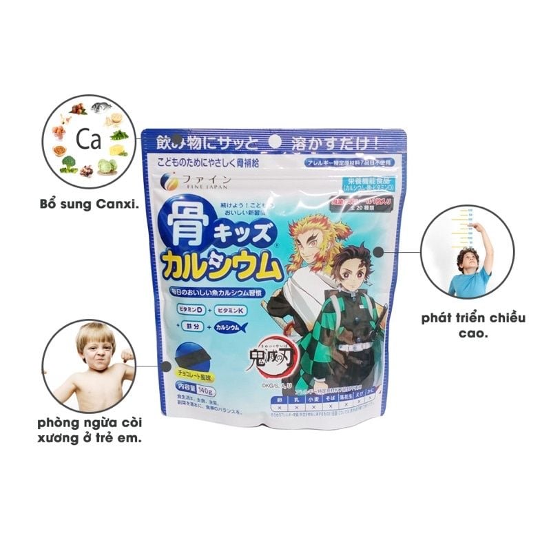 Bột Canxi Cá Tuyết Nhật FINE JAPAN Tăng chiều cao cho bé - Bột Bone's Calcium for kids 140g