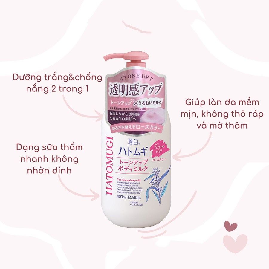 Sữa Dưỡng Thể Nâng Tone Và Làm Sáng Da Hatomugi 400 ML Nhật Bản