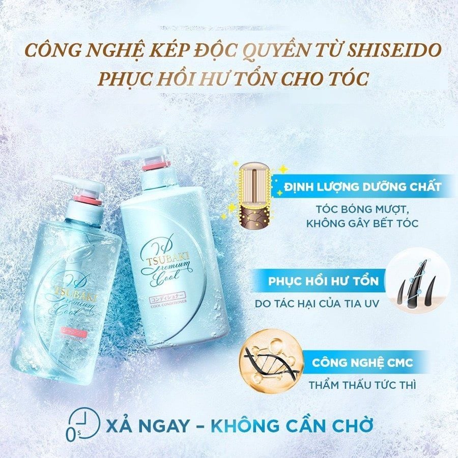 Bộ Dầu Gội Xả Tsubaki Xanh, Sạch và Mát Lạnh, Phục Hồi Chân Tóc Hư Tổn, Giảm Gàu Và Mượt Tóc