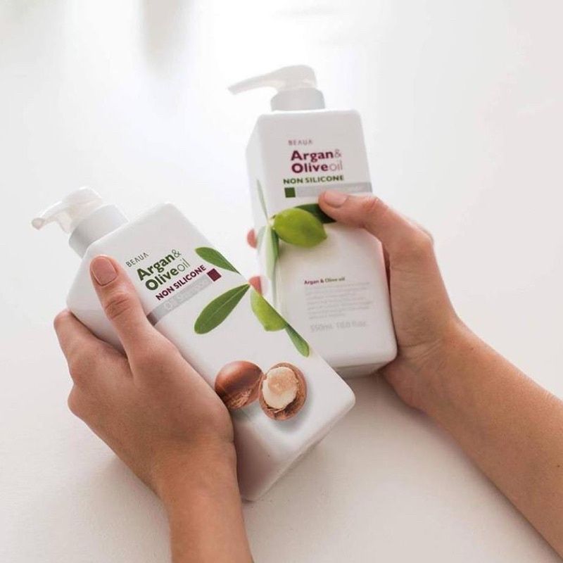 Bộ Dầu Gội Xả BEAUA Chiết Xuất Hạt Argan Và Dầu Oliu Nhật Bản, Phục Hồi Tóc Hư Tổn, Suôn Mượt 550Ml