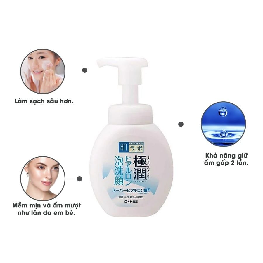 [Sữa rửa mặt ngừa mụn] tạo bọt Hadalabo vòi 160ml