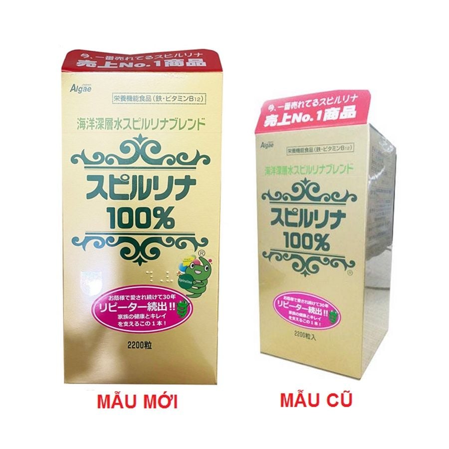 Tảo Xoắn Spirulina Nhật Bản Hộp 2200 Viên tem đỏ