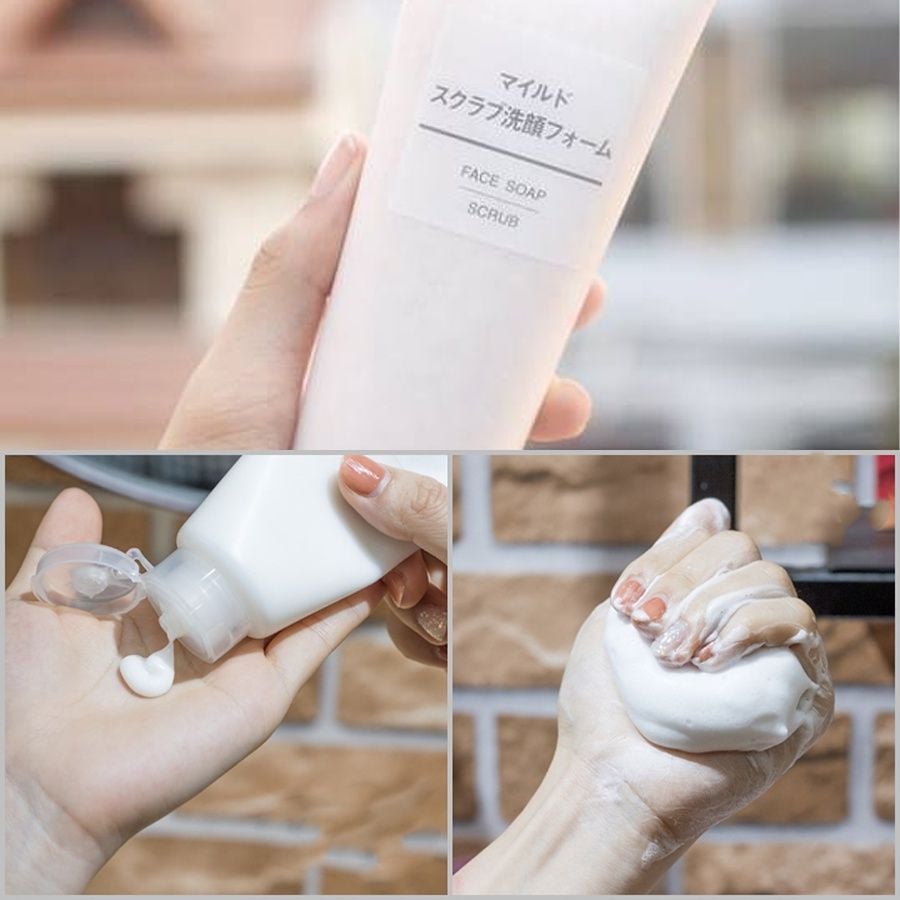 Sữa Rửa Mặt Tẩy tế Bào Chết Muji Face Soap Scurb Nhật Bản Lấy Tế Bào Chết, Cân Bằng Độ PH, Ngừa Mụn & Làm Mịn Da 120g