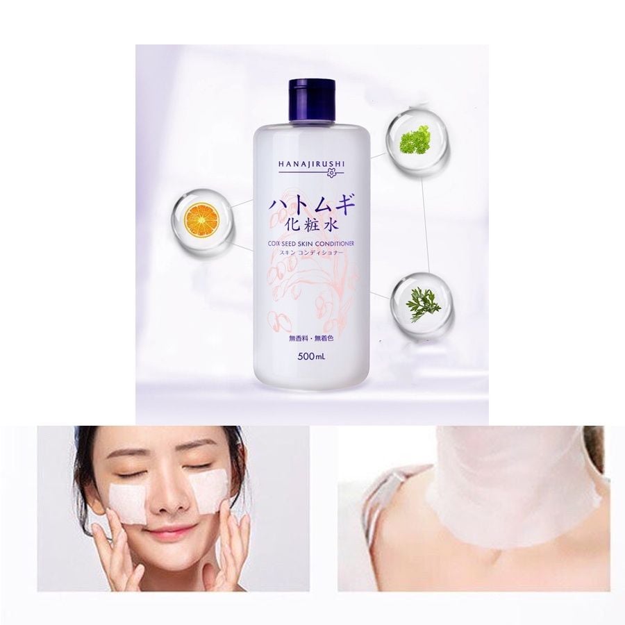 [Nước Hoa Hồng] Hanajirushi Chiết Xuất Hạt Ý Dĩ (Hatomugi) Làm Ẩm Sáng Da Nhật Bản 500ml