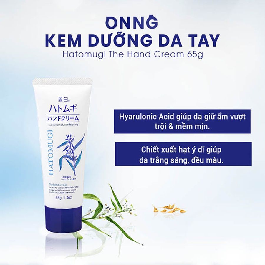 [Kem Dưỡng Tay] Hatomugi Giúp Trắng Da, Mềm Mịn, Ngừa Vết Chai, Nám, Đồi Mồi 65g