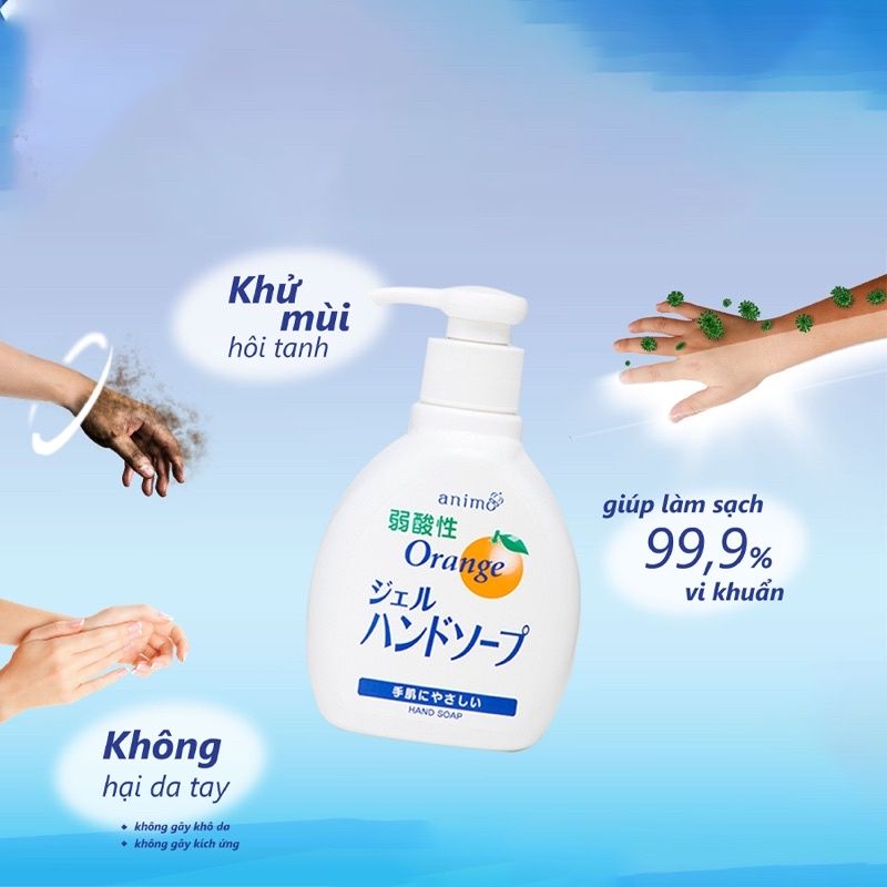 Nước rửa Tay Animo Dạng Bọt Hương Cam Nhật Bản 200ml