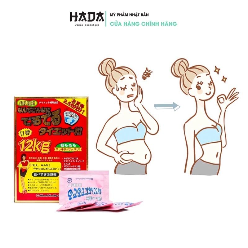 Viên Uống Giảm Cân DERU DERU 12Kg, Giảm Cân, Giảm Mỡ Bụng, Thon Gọn Eo, Giảm Cân 12Kg trong 75 Ngày (Hộp 75 gói)