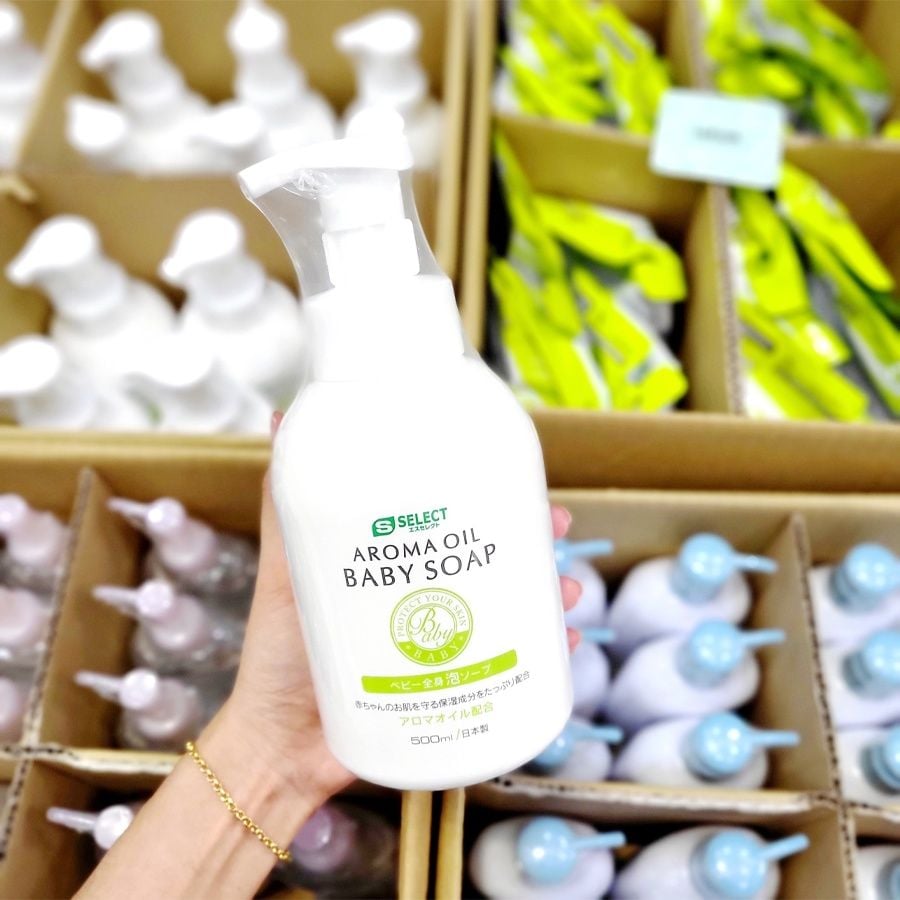 [Sữa Tắm Tinh Dầu Thơm Thiên Nhiên Cho Bé ] Aroma Oil Baby Soap S Select Tạo Bọt Cấp Ẩm Mềm Mịn Da Không Kích Ứng 500ML