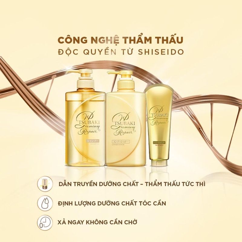 Bộ Dầu Gội Xả Tóc Cao Cấp Shiseido Tsubaki Premium Repair Giúp Phục Hồi, Ngăn Ngừa Rụng Tóc (2 chai x 490ml)